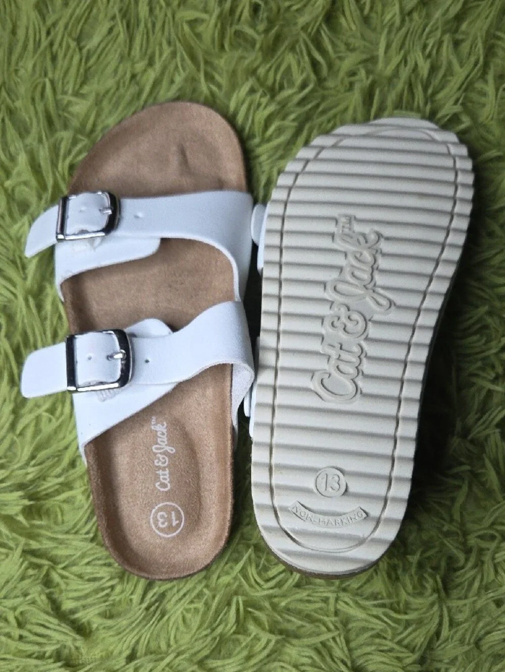 Cat & Jack White Double‎ Buckle Slides